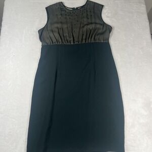 Sunny‎ Choi Dress Womens 14 Green Beaded Sheath Silk Illusion Bodice Party